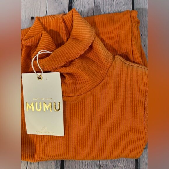 NWT Show Me Your Mumu Burnt Orange Ribbed Turtleneck Sleeveless Bodysuit XS - Picture 9 of 9